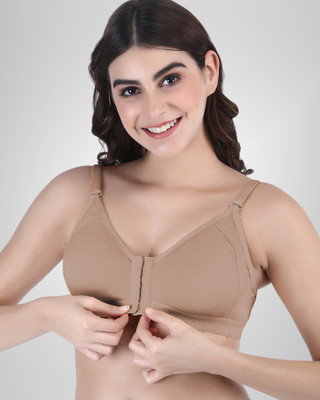 BODYSIZE BODYSIZE Front Open Bra With Twin Adjuster Women Full Coverage Non Padded Bra Women Full Coverage Non Padded Bra(Beige)