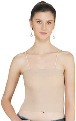 1To Finity Seamless padded tube noddle straps camisole Women Bralette Lightly Padded Bra(Beige)