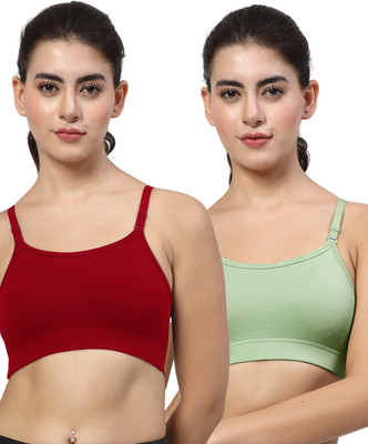 LILY stropsazil Women Sports Non Padded Bra(Maroon, Green)