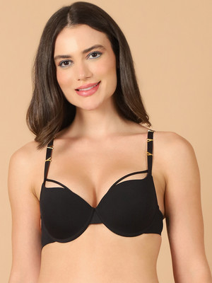 PrettyCat PrettyCat Sexy Compassionate Padded Underwire Bra With Golden Buckle In Straps Women Push-up Lightly Padded Bra(Black)