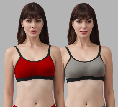 PIBU B-Pnora Bra Women Minimizer Non Padded Bra(Red, Grey)