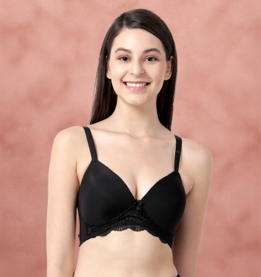 taabu Women T-Shirt Lightly Padded Bra(Black)