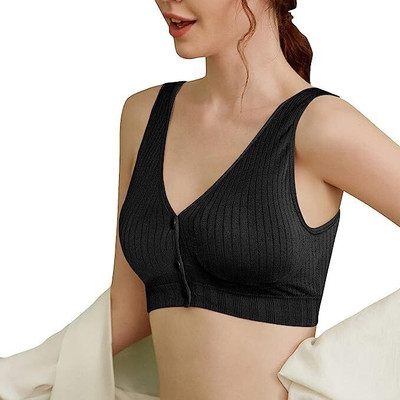Zylum Fashion Seamless Nursing Bra Women Maternity/Nursing Lightly Padded Bra(Black)