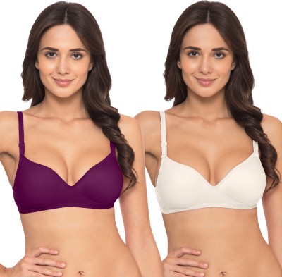 KOMLI Women Push-up Heavily Padded Bra(Purple, White)