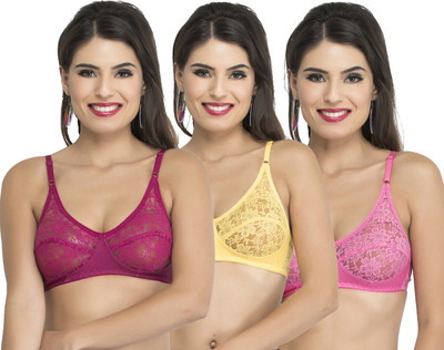 Docare Diamond Women Bralette Non Padded Bra(Purple, Pink, Yellow)