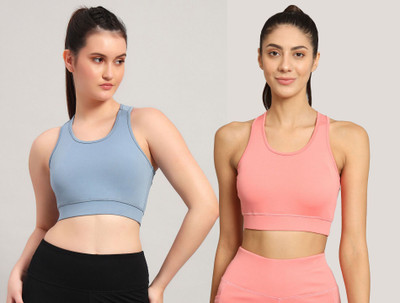 BEING RUNNER Women Sports Non Padded Bra(Blue, Pink)