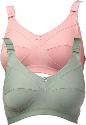 Funahme Women Full Coverage Non Padded Bra(Pink, Green)