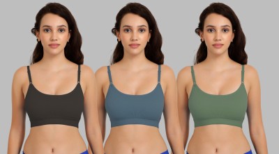 PIBU B_Goma Bra Women Minimizer Non Padded Bra(Black, Dark Green, Green)