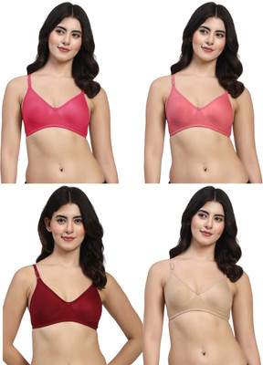 LILY wnysor Women T-Shirt Non Padded Bra(Maroon, Pink, Maroon, Beige)