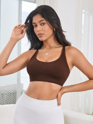 IMSA MODA Women Sports Non Padded Bra(Brown)