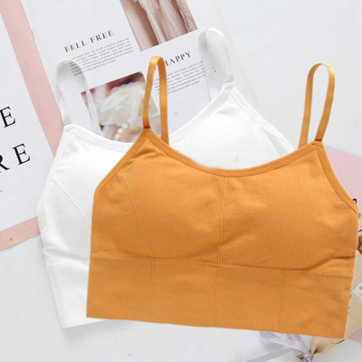 Crusila Women Sports Lightly Padded Bra(Yellow, White)