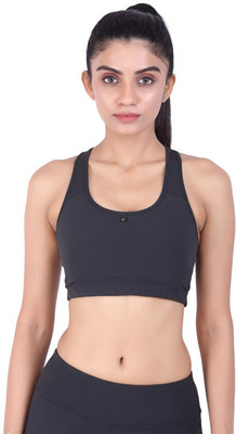 Laasa Sports WOMEN'S JUST-DRY HIGH IMPACT SPORTS BRA Women Sports Heavily Padded Bra(Black)