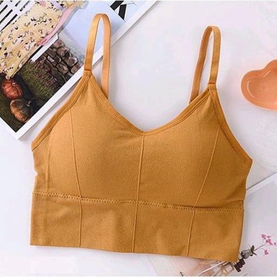 Hirrnik Women Cami Bra Lightly Padded Bra(Yellow)