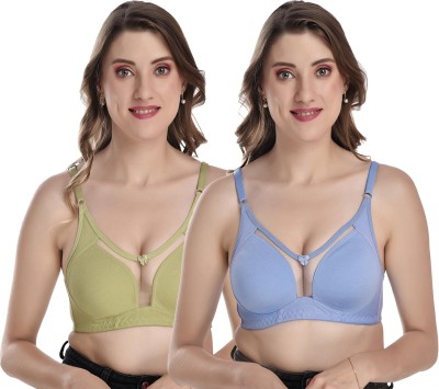 elina Women Everyday Non Padded Bra(Light Green, Light Blue)