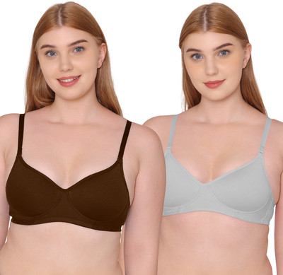 KOMLI Komli Seamless Medium Padded Full Coverage Cotton Rich Padded Bra Women T-Shirt Lightly Padded Bra(Brown)