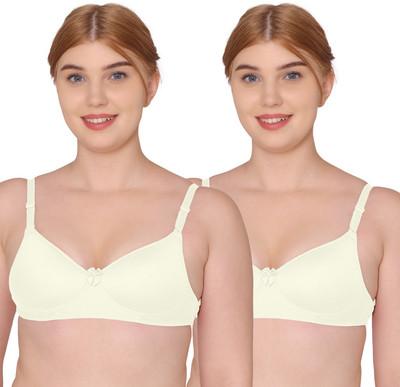 KOMLI Komli Medium Padded Polyamide Full Coverage Bra Women T-Shirt Lightly Padded Bra(White)