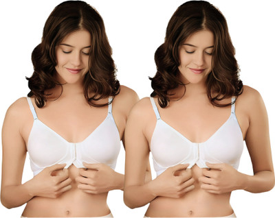 PINKLIT Front Hook Open Women Full Coverage Non Padded Bra(White)