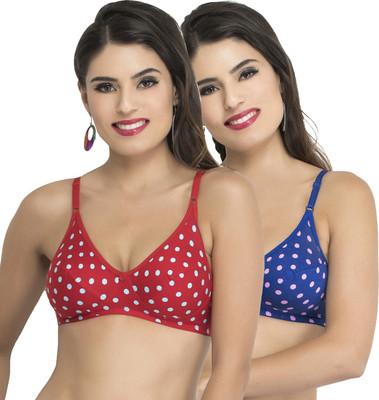 Docare Yummy Women Full Coverage Non Padded Bra(Red, Dark Blue)