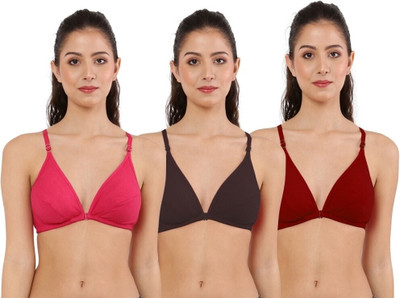zoxen Non Padded Women Everyday Non Padded Bra(Maroon, Black, Pink)