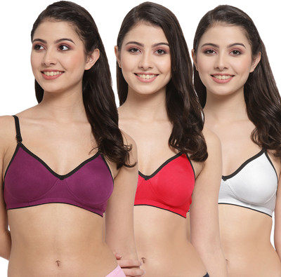 Docare M2Mino Women T-Shirt Non Padded Bra(Purple, Red, White)