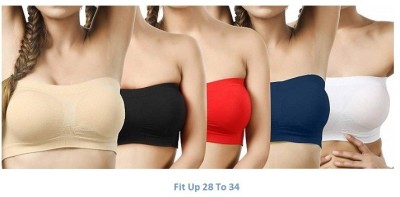 Blue fashion Women Bandeau/Tube Non Padded Bra(Beige, Black, Red, Blue, White)