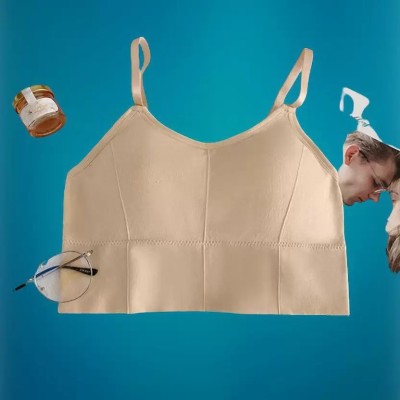 DIKKLATE Women Cami Bra Lightly Padded Bra(Beige)