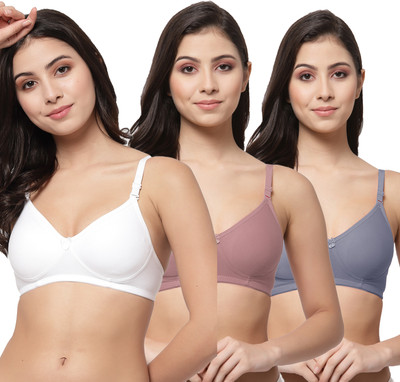 COLLEGE GIRL CG1301 Women T-Shirt Non Padded Bra(White, Brown, Maroon)