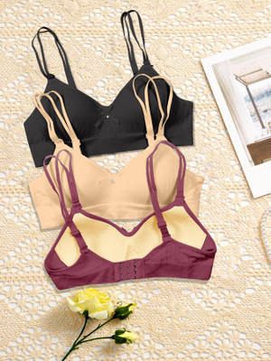 NAGARVEL CREATION 1/309-BLK/SKN/MRN-P03-32 Women Push-up Lightly Padded Bra(Multicolor)