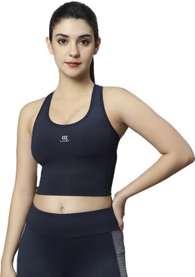 Laasa Sports LONGLINE SPORTS BRA Women Full Coverage Lightly Padded Bra(Black)