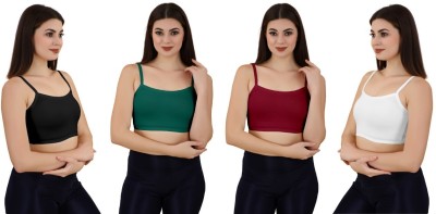 Guru Krupa Traders Women's Cotton Lycra Free Size Non Padded Pull On Sport Bra Women Sports Non Padded Bra(Black, Dark Green, Maroon, White)