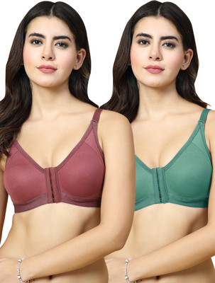 Docare DCFO280 Front Open Women T-Shirt Non Padded Bra(Maroon, Green)