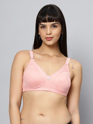 BlueNixie Blue Nixie Cotton Material T shirt bra with Wirefree Women Full Coverage Non Padded Bra(Pink)