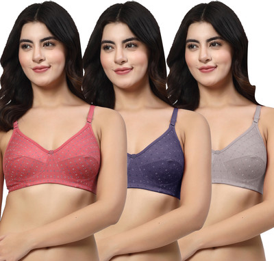 LILY ayak Women T-Shirt Non Padded Bra(Maroon, Dark Blue, Grey)