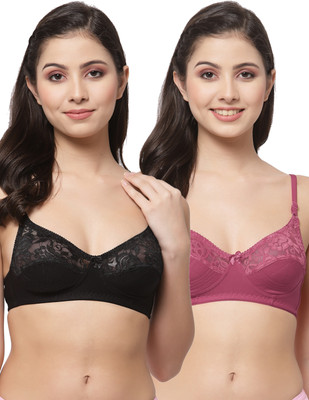 Docare NET21 Women Bralette Non Padded Bra(Black, Maroon)