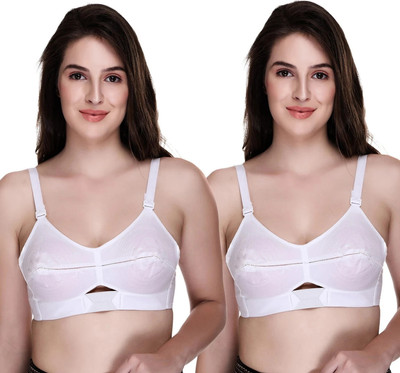 SONA by MOVING Women Moving Cotton Strap White Full Cup Pointed Cotton Bra Women Full Coverage Non Padded Bra(White, White)