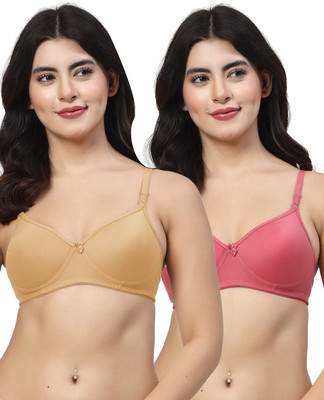 LILY maofcigam Women T-Shirt Heavily Padded Bra(Gold, Maroon)