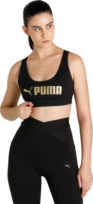 PUMA Mid Impact Fit Women Sports Heavily Padded Bra(Black)