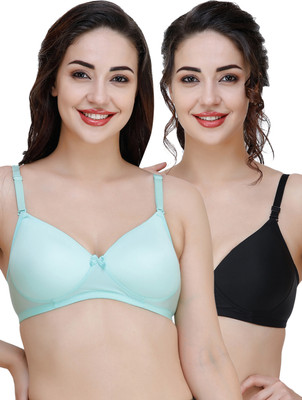 COLLEGE GIRL Hellopad ComboPO2 Women T-Shirt Lightly Padded Bra(Green, Black)