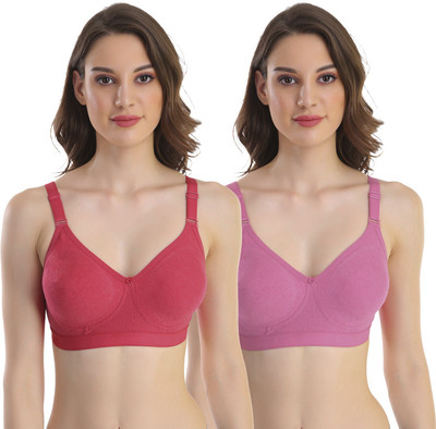 POOJA RAGENEE Double Layer Cotton Blend Women Full Coverage Non Padded Bra(Multicolor)