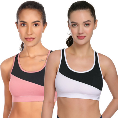 SKDREAMS Women Sports Non Padded Bra(Black, White)