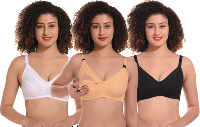 Xcare Pack of 3 Women Maternity/Nursing Non Padded Bra Women Full Coverage Non Padded Bra(Multicolor)