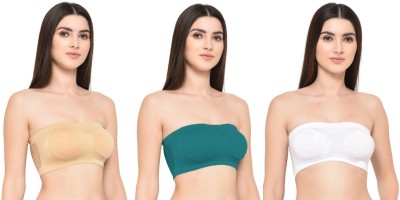 Shree Brahmani Corporation Women's Nylon Spandex Free Size Lightly Padded Pull On Sport Bra Women Everyday Non Padded Bra(Gold, Dark Green, White)