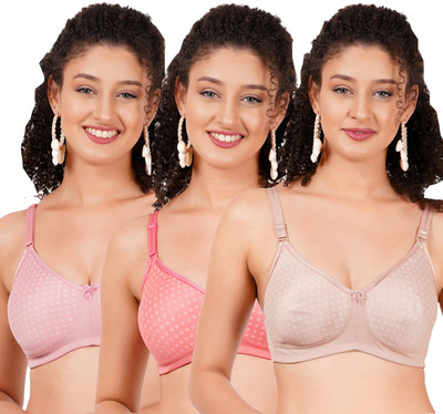 FigureFit MistyMouldMino Women T-Shirt Non Padded Bra(Brown, Purple, Pink)