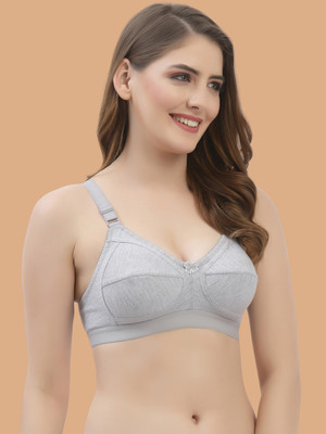 Floret Cotton Full Coverage Non-Padded Bra, Wire-Free & Double Layered Cups Daily Wear Women Full Coverage Non Padded Bra(Grey)