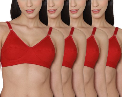 KOMLI Komli Women's Minimiser Super Non Padded Cotton Bra Women Minimizer Non Padded Bra(Red)