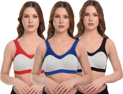 Lady One Women Sports Non Padded Bra(Red, Black)