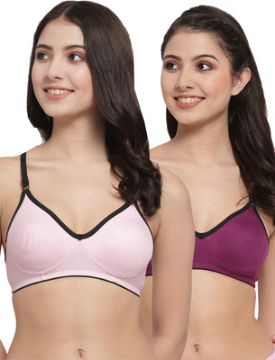 Docare M2Mino Women T-Shirt Non Padded Bra(Pink, Purple)