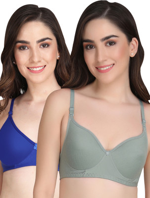 Liigne Women Full Coverage Lightly Padded Bra(Light Green, Blue)