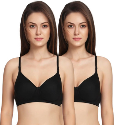 Thread sutra Everday T-Shirt Bra Women T-Shirt Lightly Padded Bra(Black)