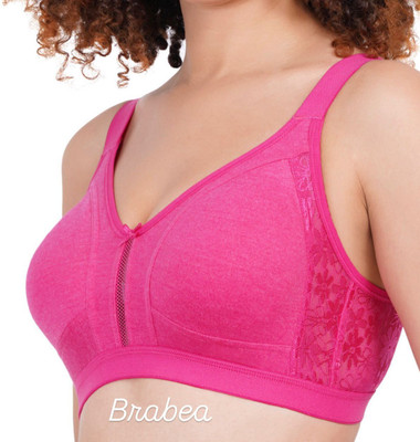 Brabea Women Full Coverage Non Padded Bra(Pink)